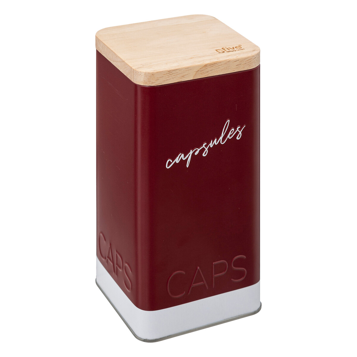 Caixa bordeaux em metal para c&aacute;psulas