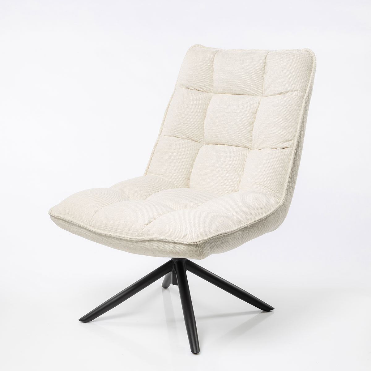Poltrona MEL rotativa em tecido cru