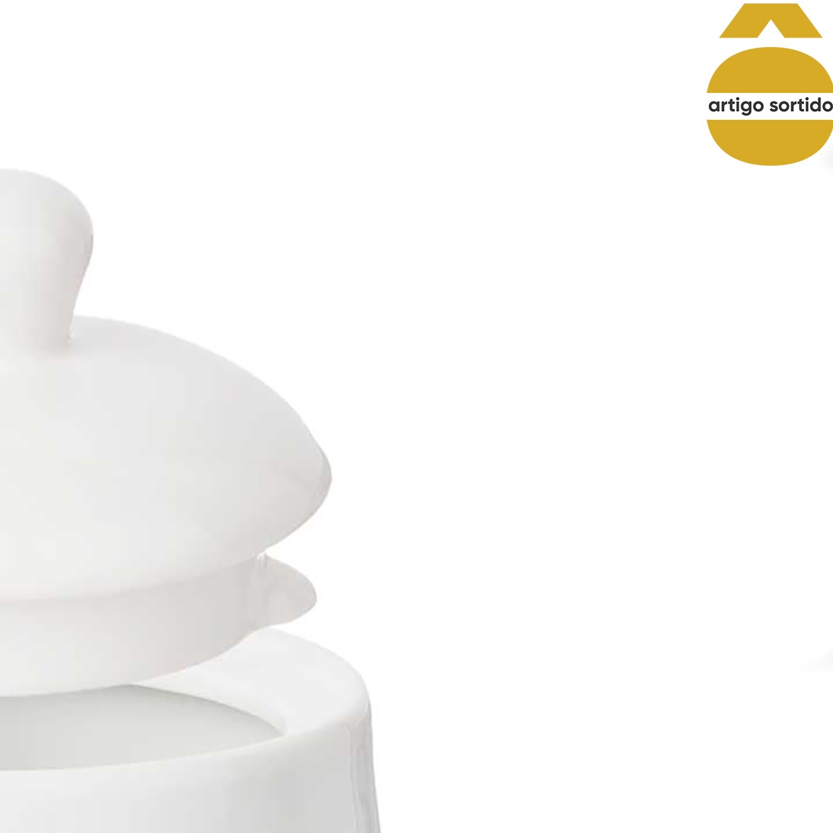 A&ccedil;ucareiro redondo branco em porcelana 350ml