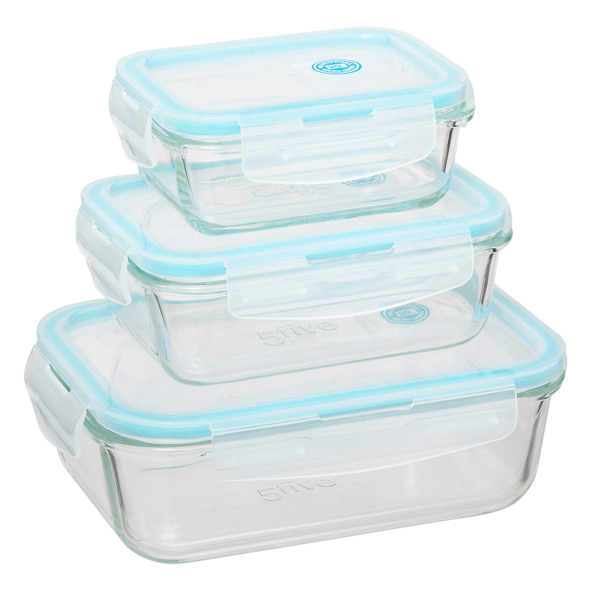 Conjunto de 3 caixas herm&eacute;ticas CLIPEAT em vidro