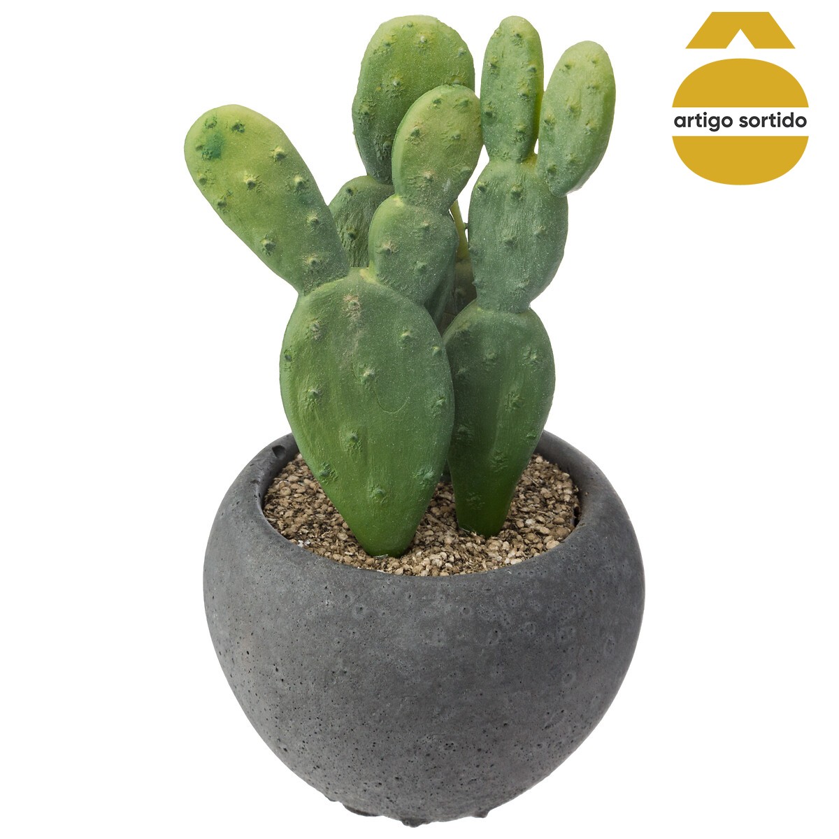 Vaso de cimento preto com cato 8cm