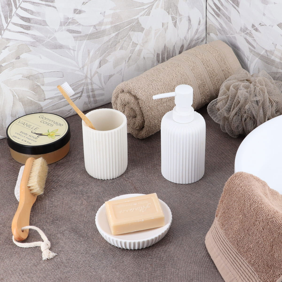 Saboneteira WC Branco Estriado