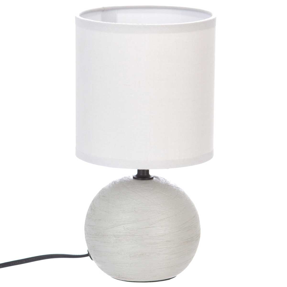 Candeeiro de mesa TIMEO cinza em cerâmica com nervuras,  Candeeiro de mesa TIMEO cinza em cerâmica com nervuras