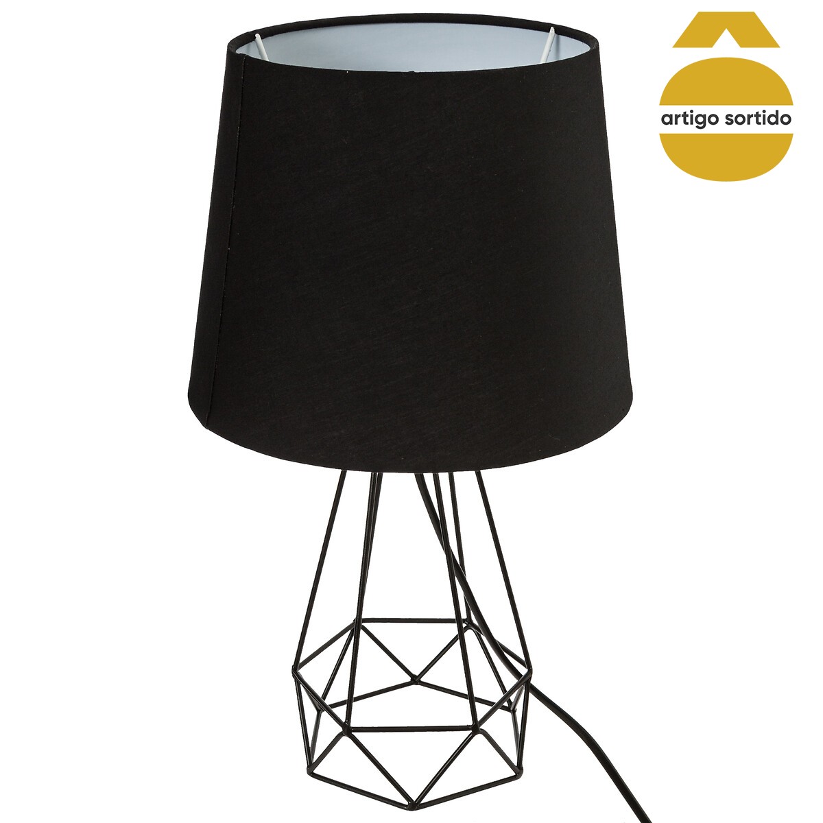 Candeeiro de mesa moca preto com base em metal