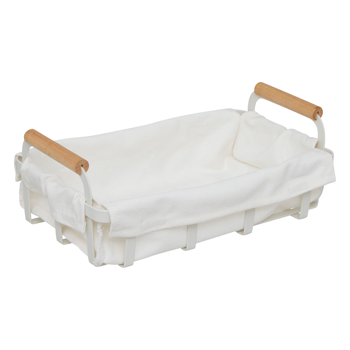 Cesto de p&atilde;o branco em madeira pinho e metal