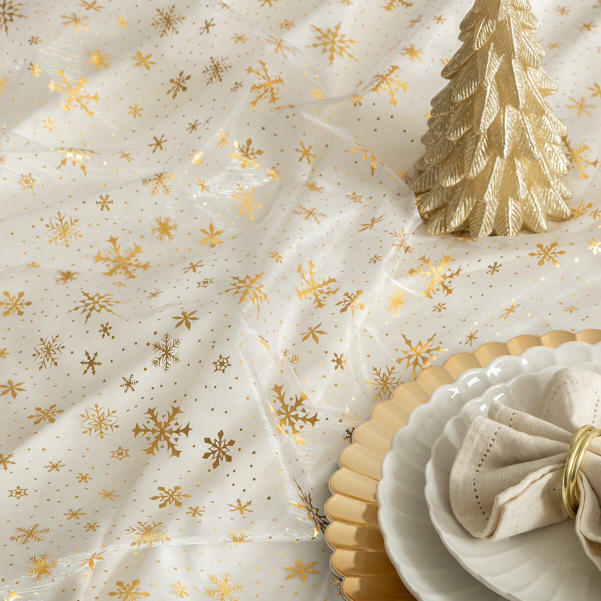 Toalha de mesa branco com flocos de neve 140x240cm