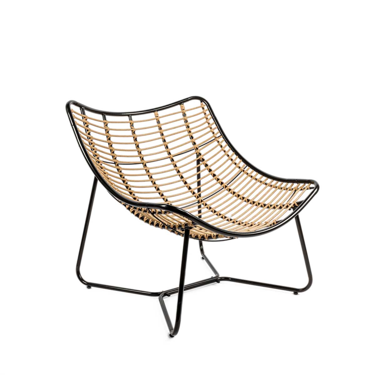 Cadeir&atilde;o RELAX bubble em metal e rattan com almofada