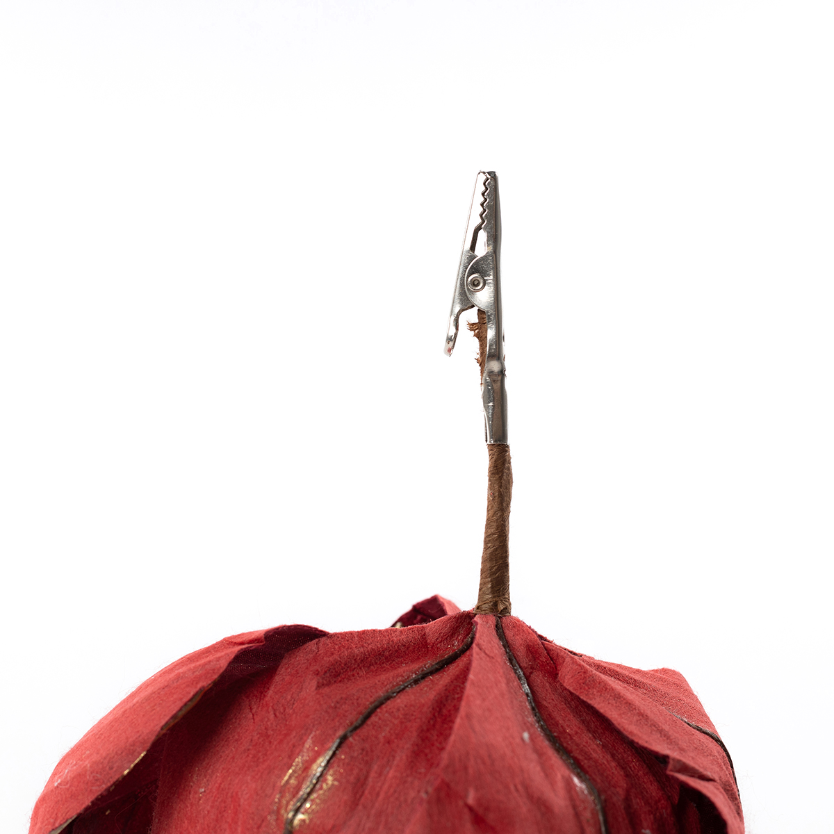 Flor magnólia vermelha com mola 30cm,  Flor magnólia vermelha com mola 30cm