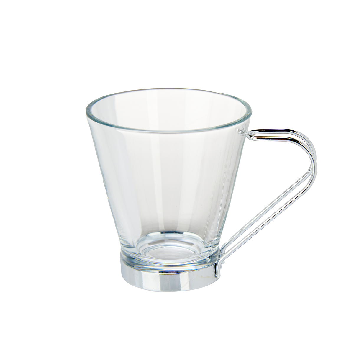 Ch&aacute;vena de caf&eacute; em vidro com pega de metal 8,5cl