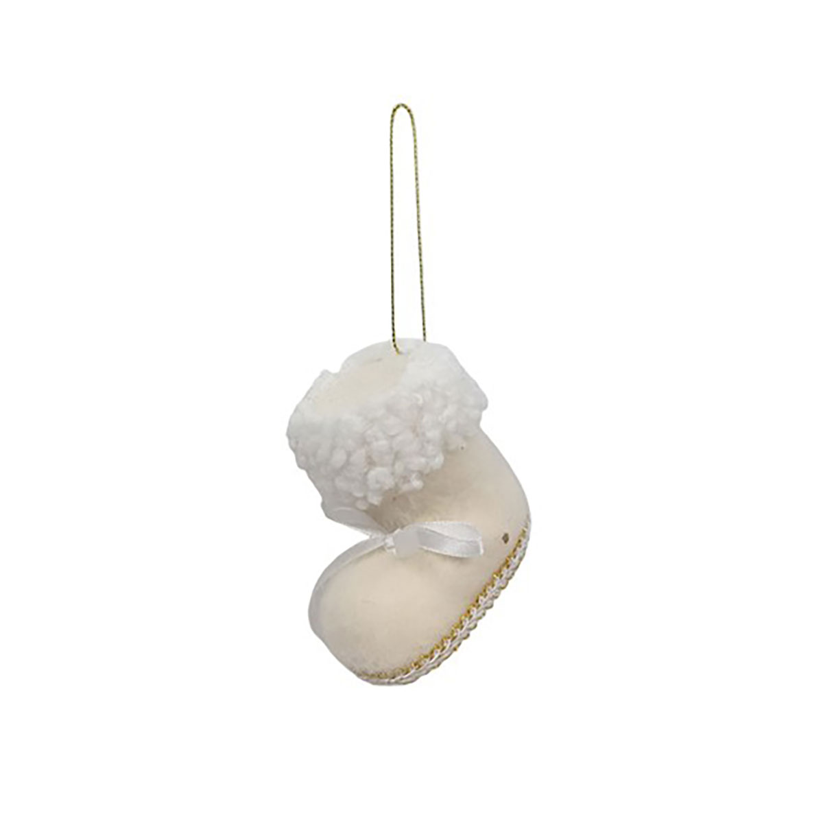 Pendurante De Bota De Pelucia Branca 11cm