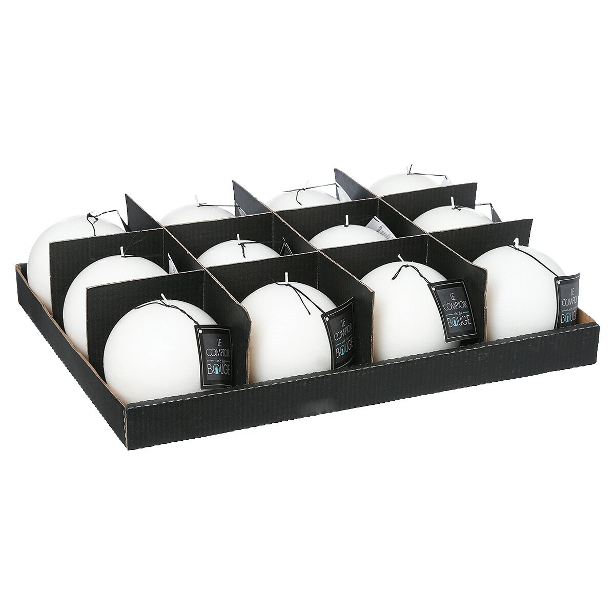 Vela bola r&uacute;stica branca 10cm