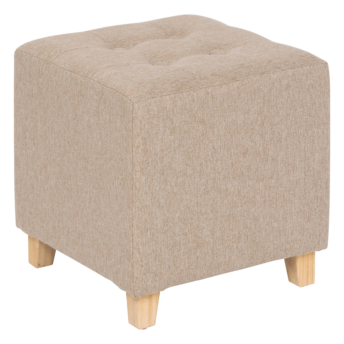 Pufe LEANDRE bege em tecido 35x35cm