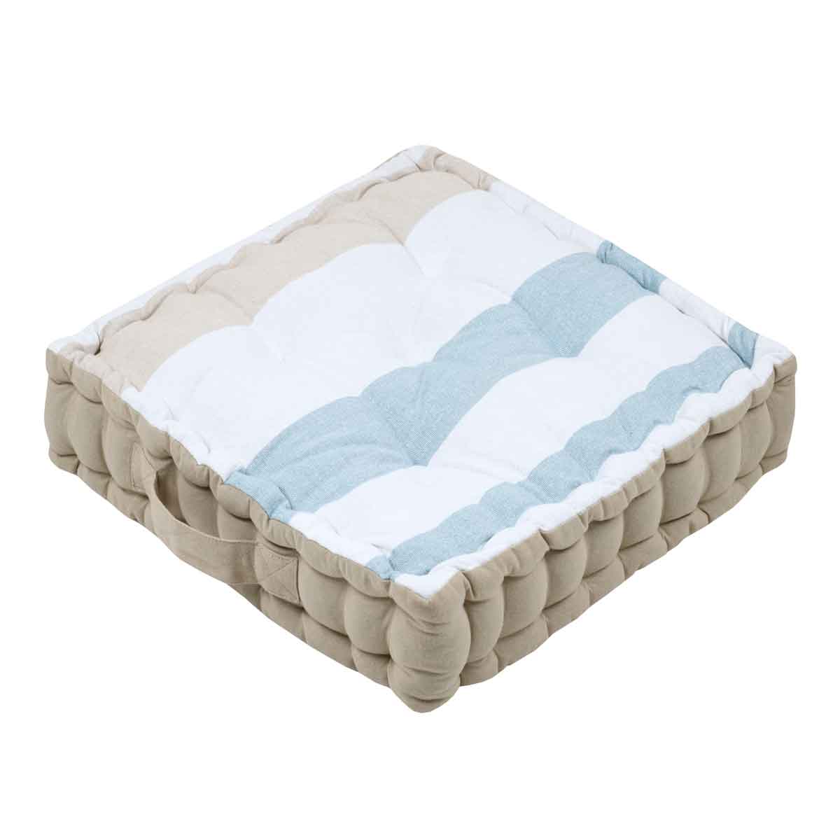 Coxim de ch&atilde;o HARBOR riscas azul 45x45cm