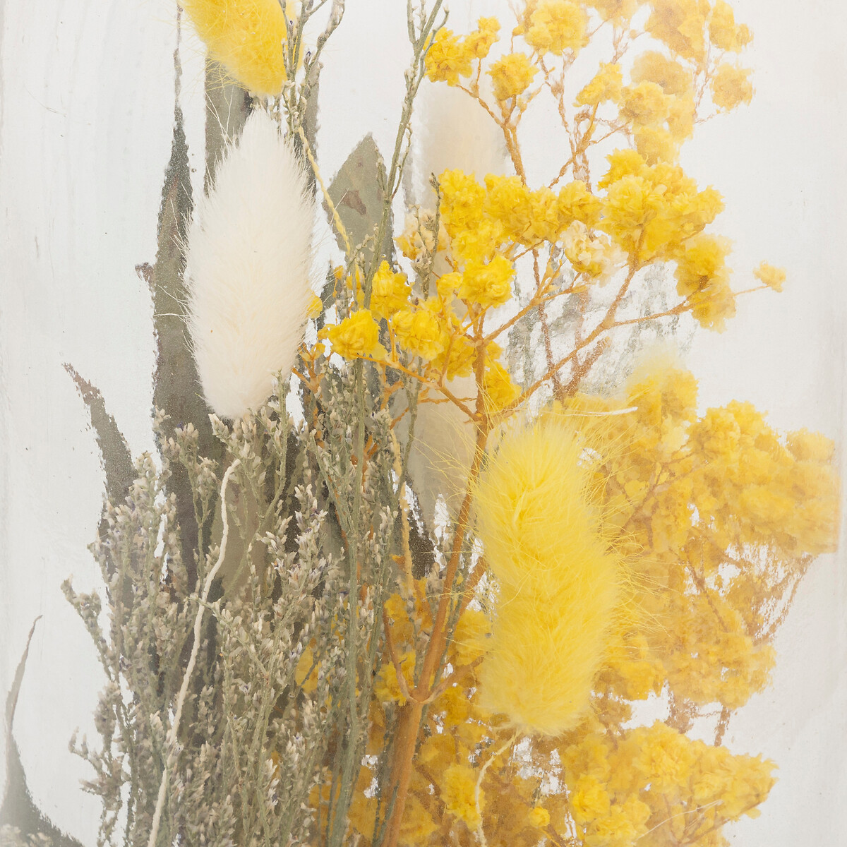 Jarra Em Vidro Com Flores Amarelo 45cm