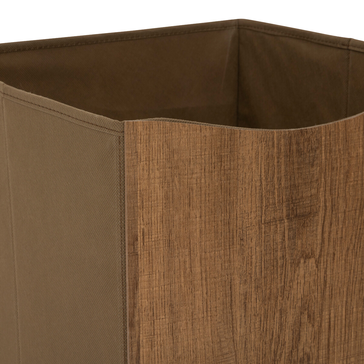 Caixa de arruma&ccedil;&atilde;o castanha efeito madeira 31x31cm