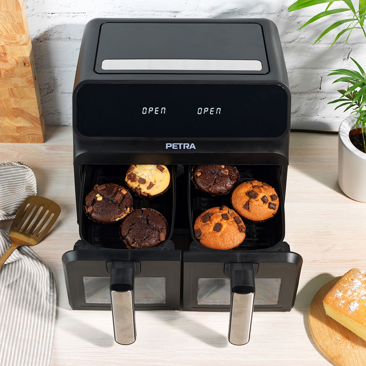 Fritadeira air fryer Petra preta com janela de vidro 7,6l