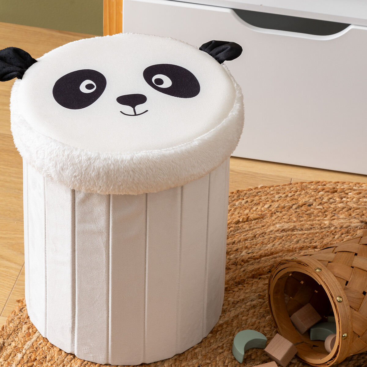 Pufe panda com arruma&ccedil;&atilde;o