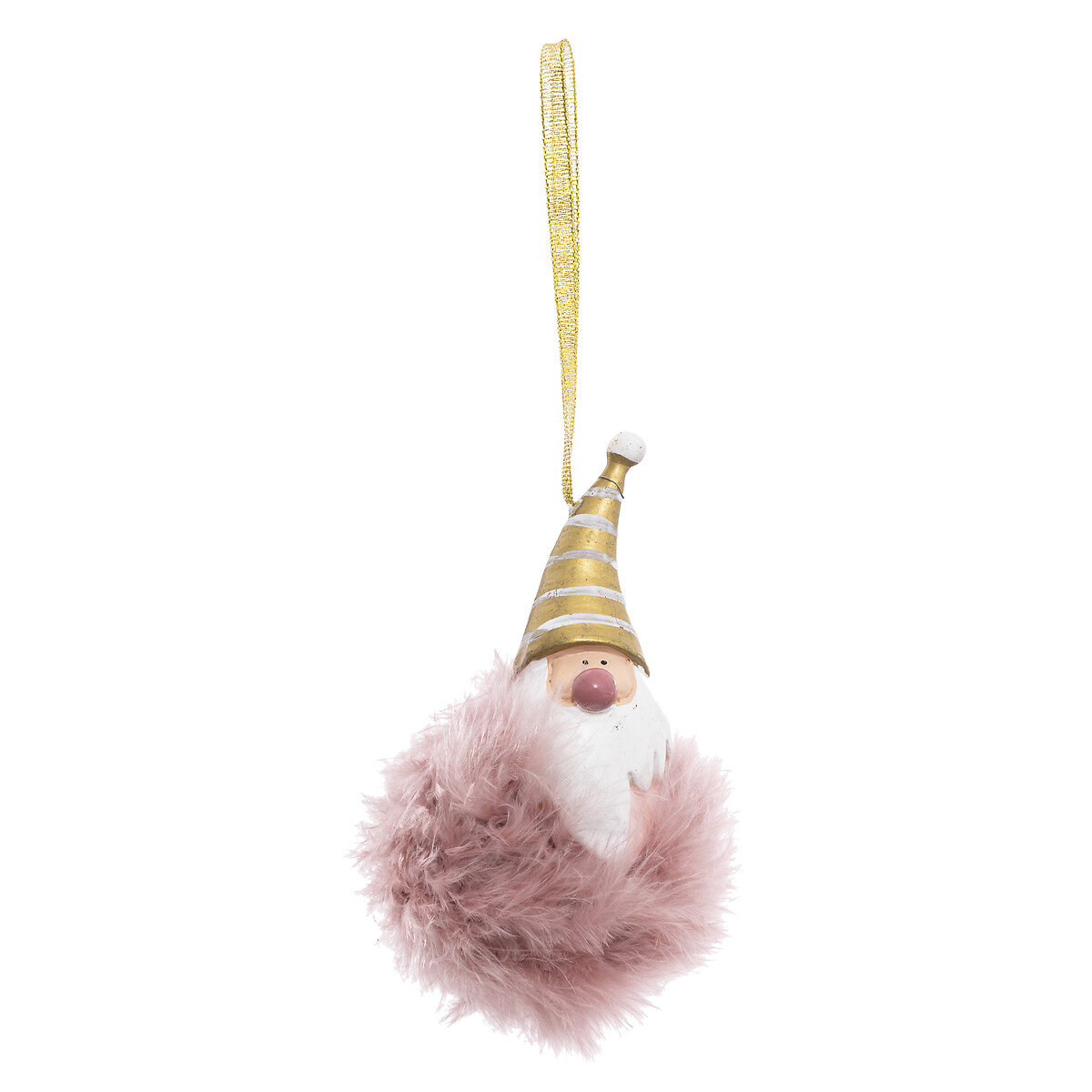 Pompom pai natal rosa e dourado