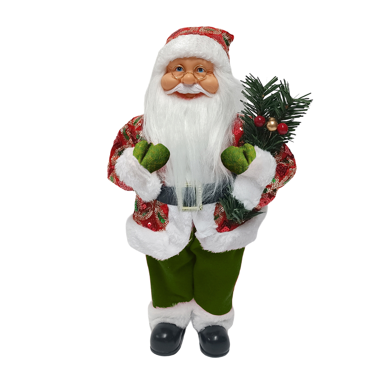 Figura de pai natal verde e vermelho 38x14x22cm