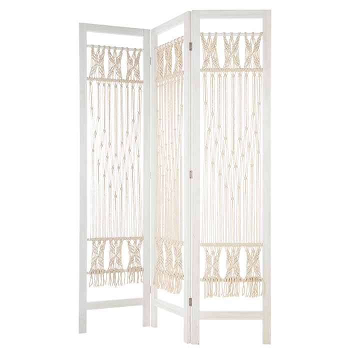 Biombo Decorativo Em Macrame Branco Ete Indien 