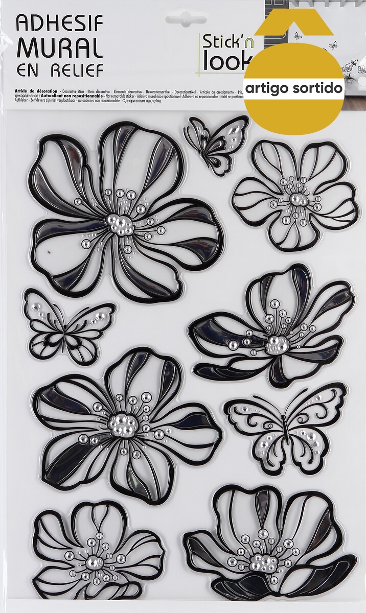 Sticker com relevo prateado 40x29cm,  Sticker com relevo prateado 40x29cm