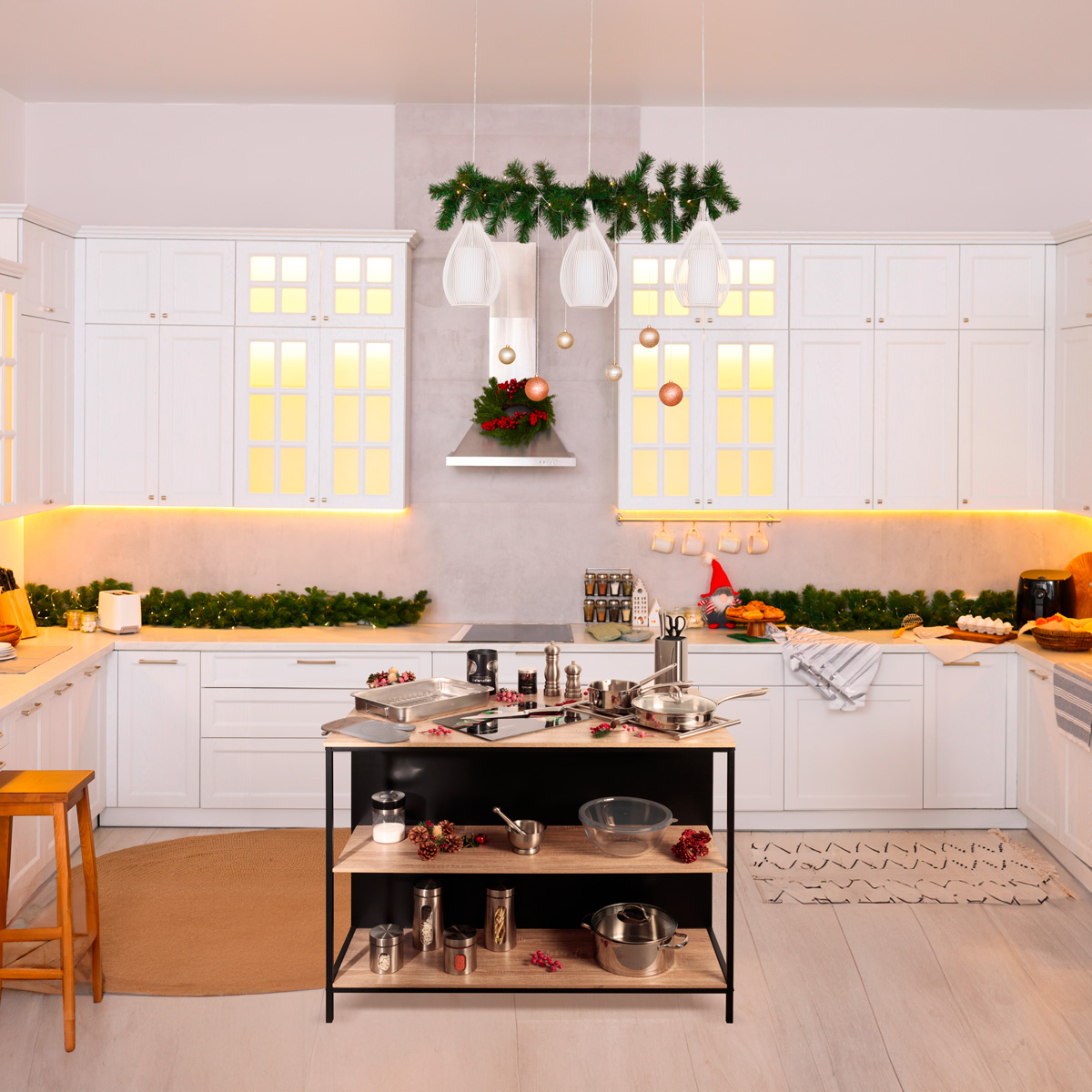 T&aacute;bua de cozinha preta decorada em vidro temperado 30x40cm