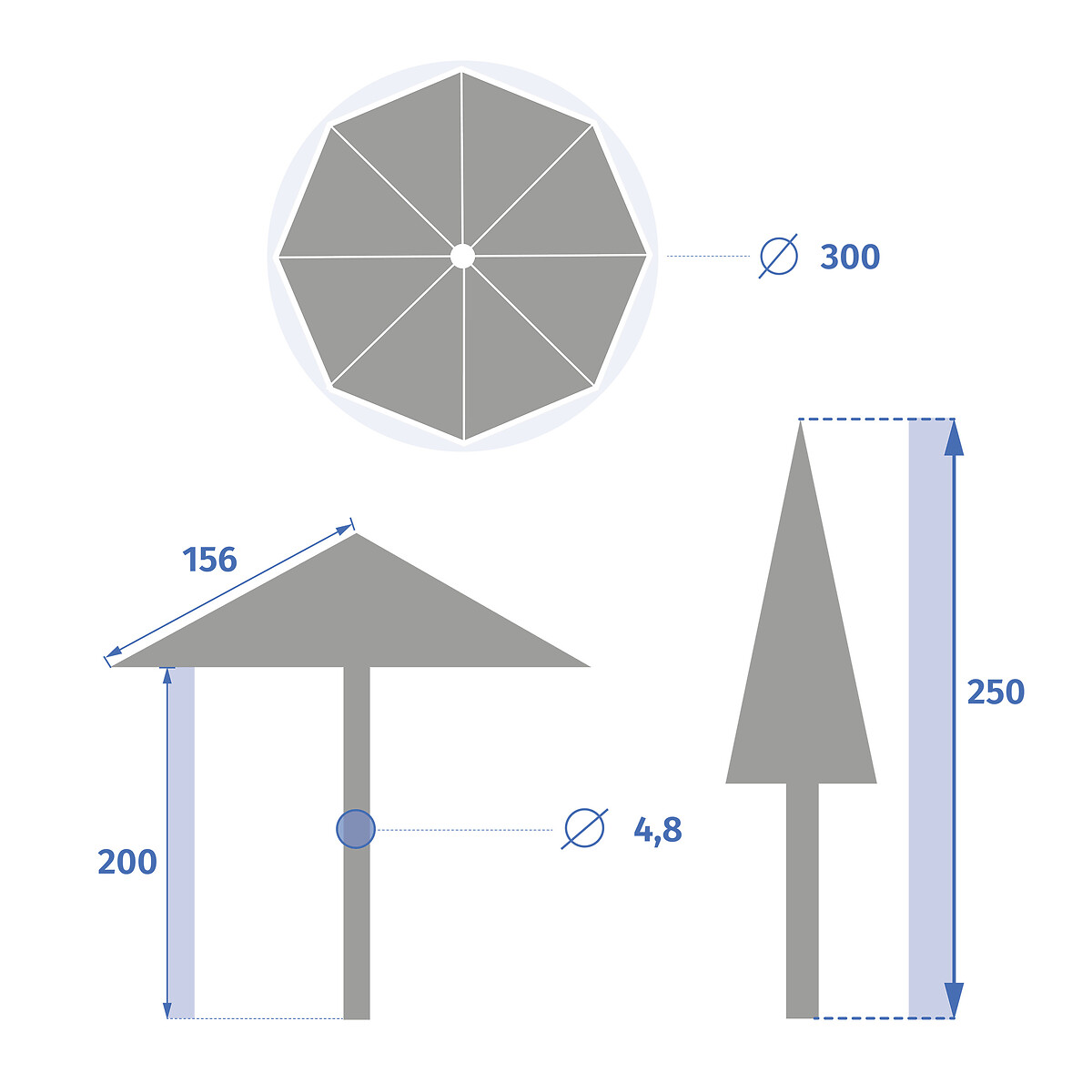 Guarda-sol LOOMPA acajou 3m