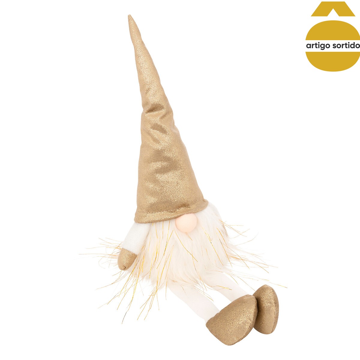 Figura gnomo sentado com LED 44cm