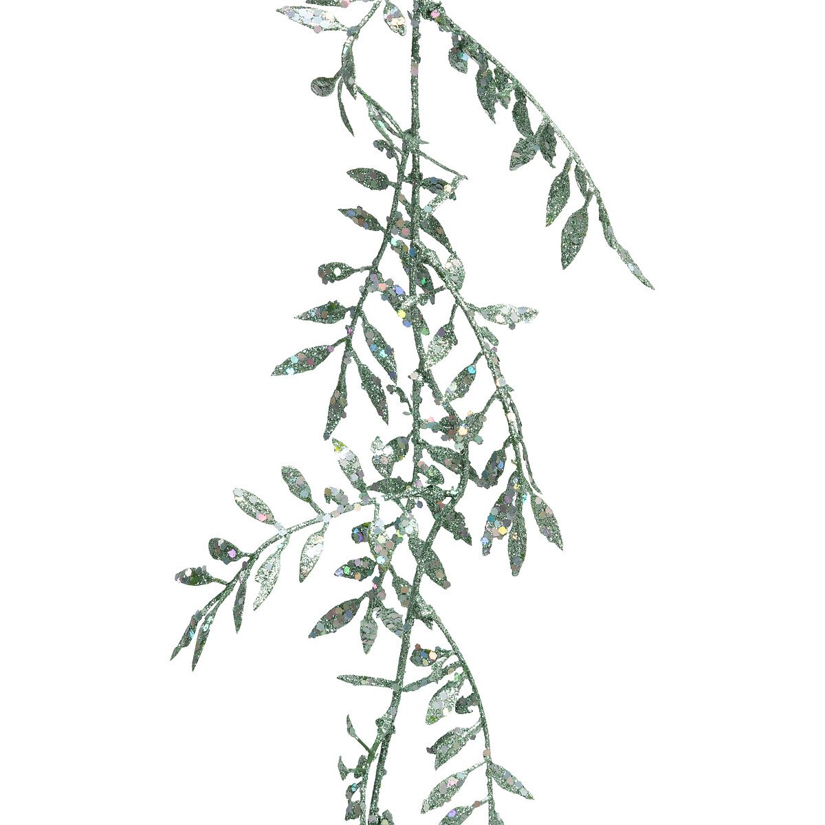 Grinalda folhas verde efeito brilho 180cm