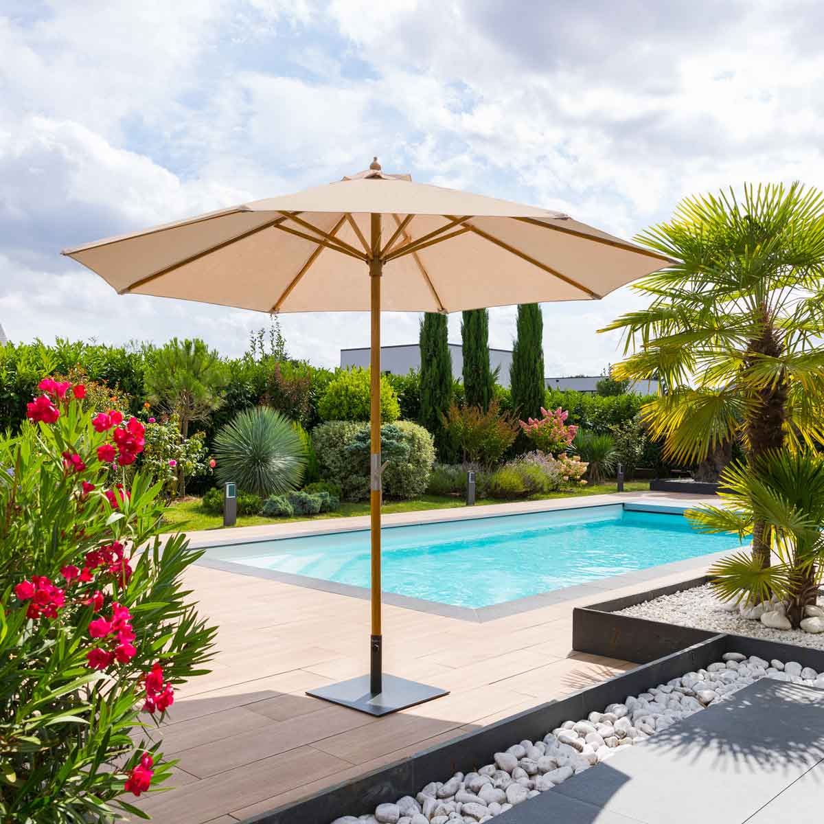 Guarda-sol redondo TINAEI taupe 2,60x3m