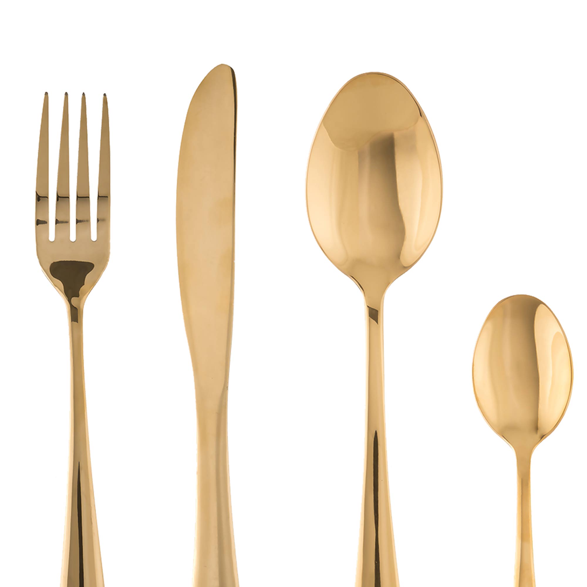 Conjunto de 16 talheres dourados,  Conjunto de 16 talheres dourados