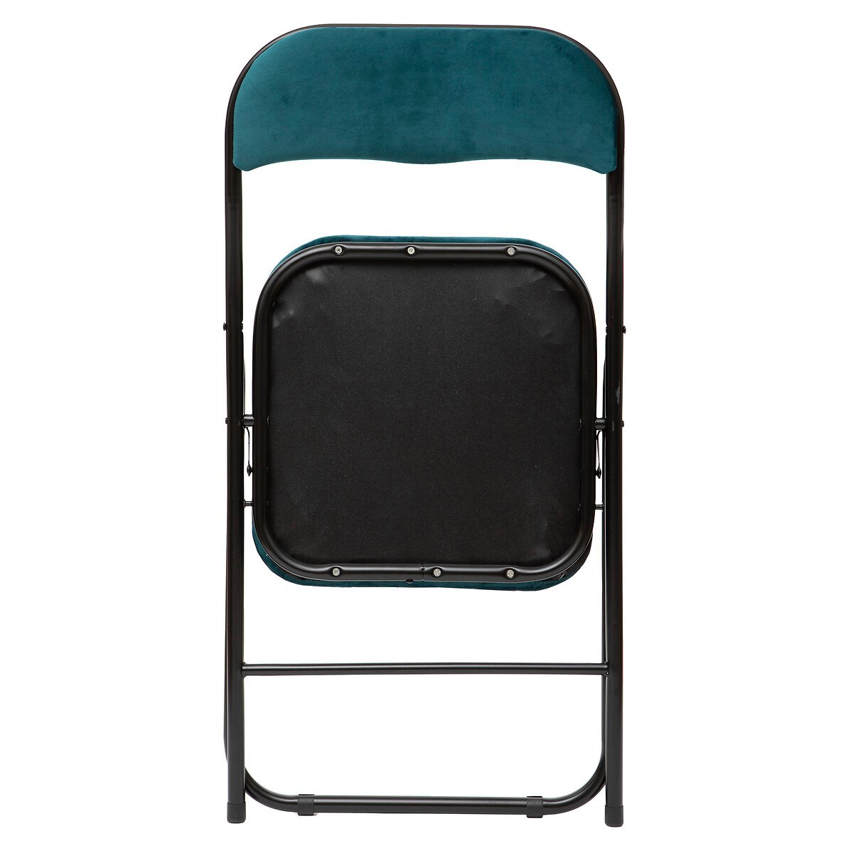 Cadeira dobr&aacute;vel em veludo azul