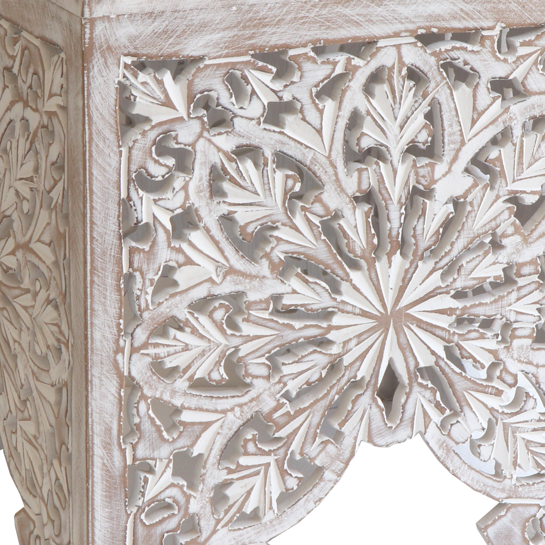 Mesa De Apoio Carving Vintage 50X50X50Cm 