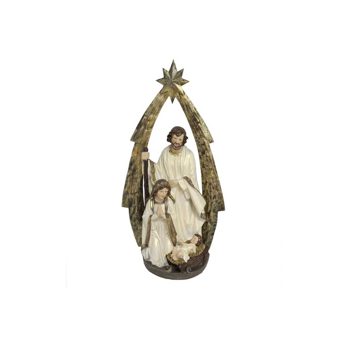 Presépio em cerâmica com 3 figuras e estrela,  Presépio em cerâmica com 3 figuras e estrela