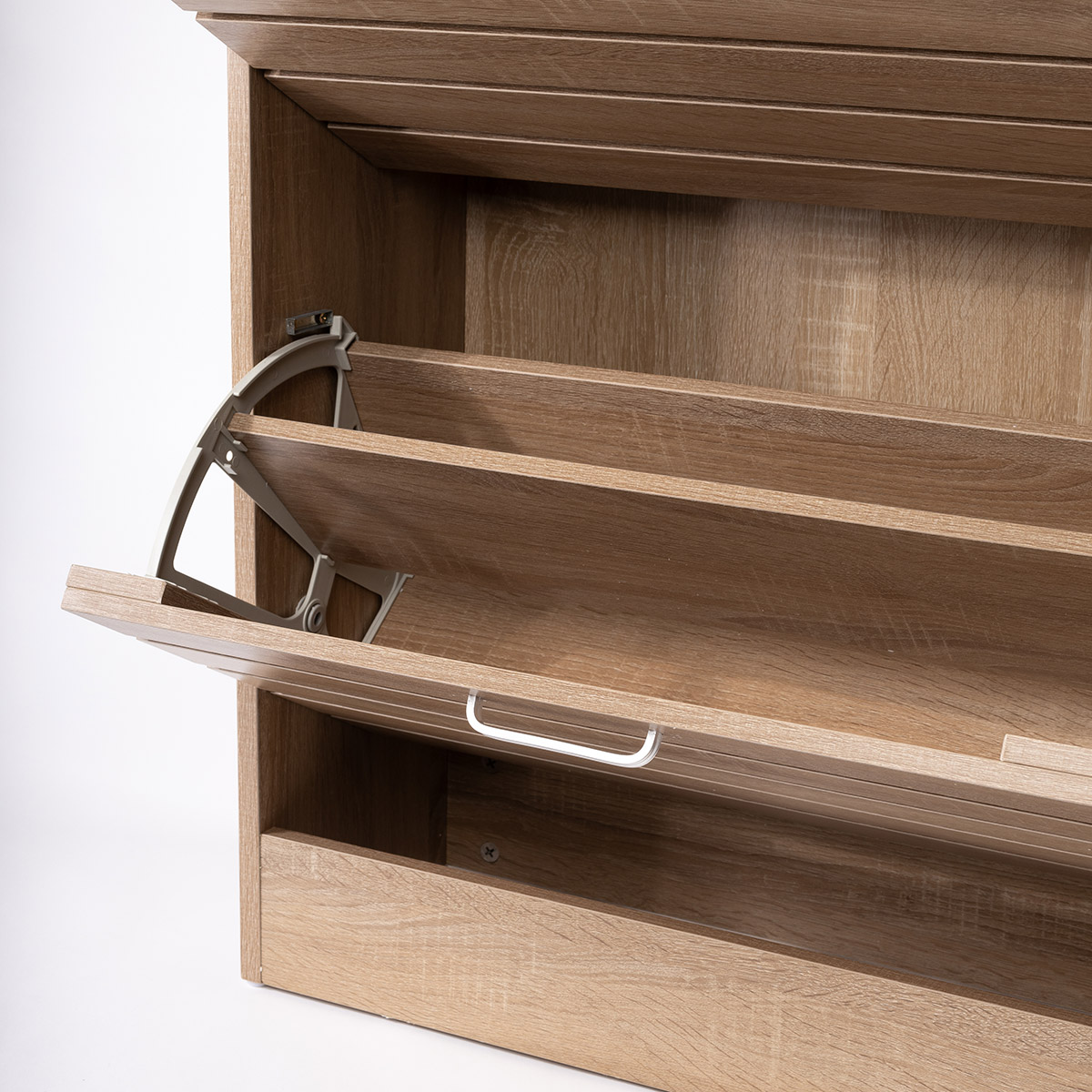 Sapateira ripada natural com 2 gavetas 84cm