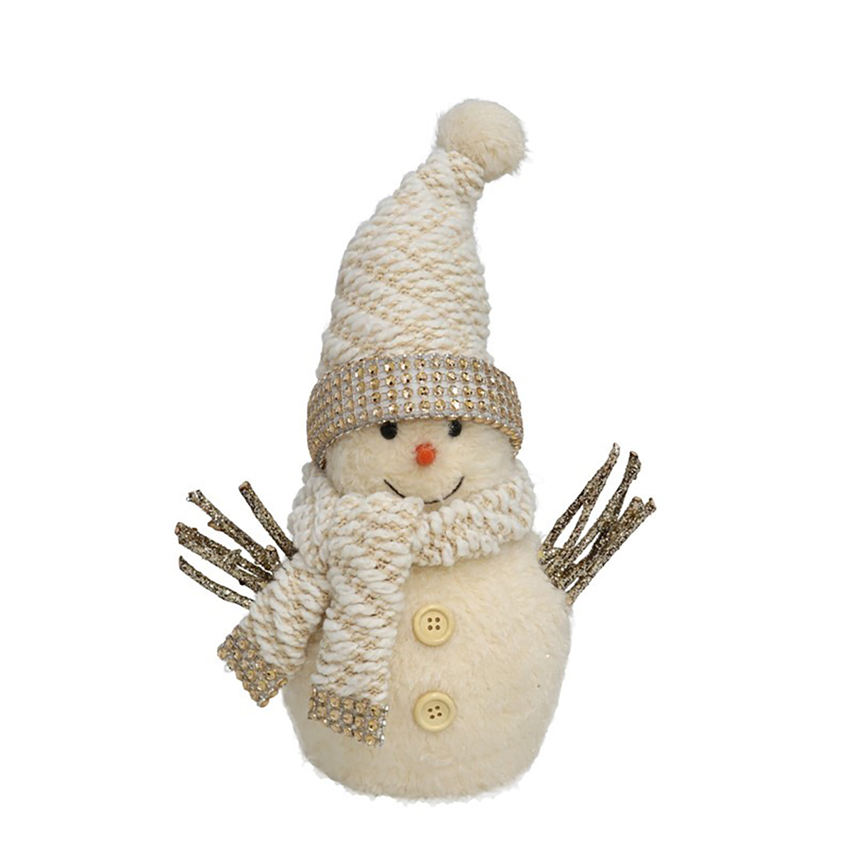 Boneco de neve pelo branco com cachecol 29cm
