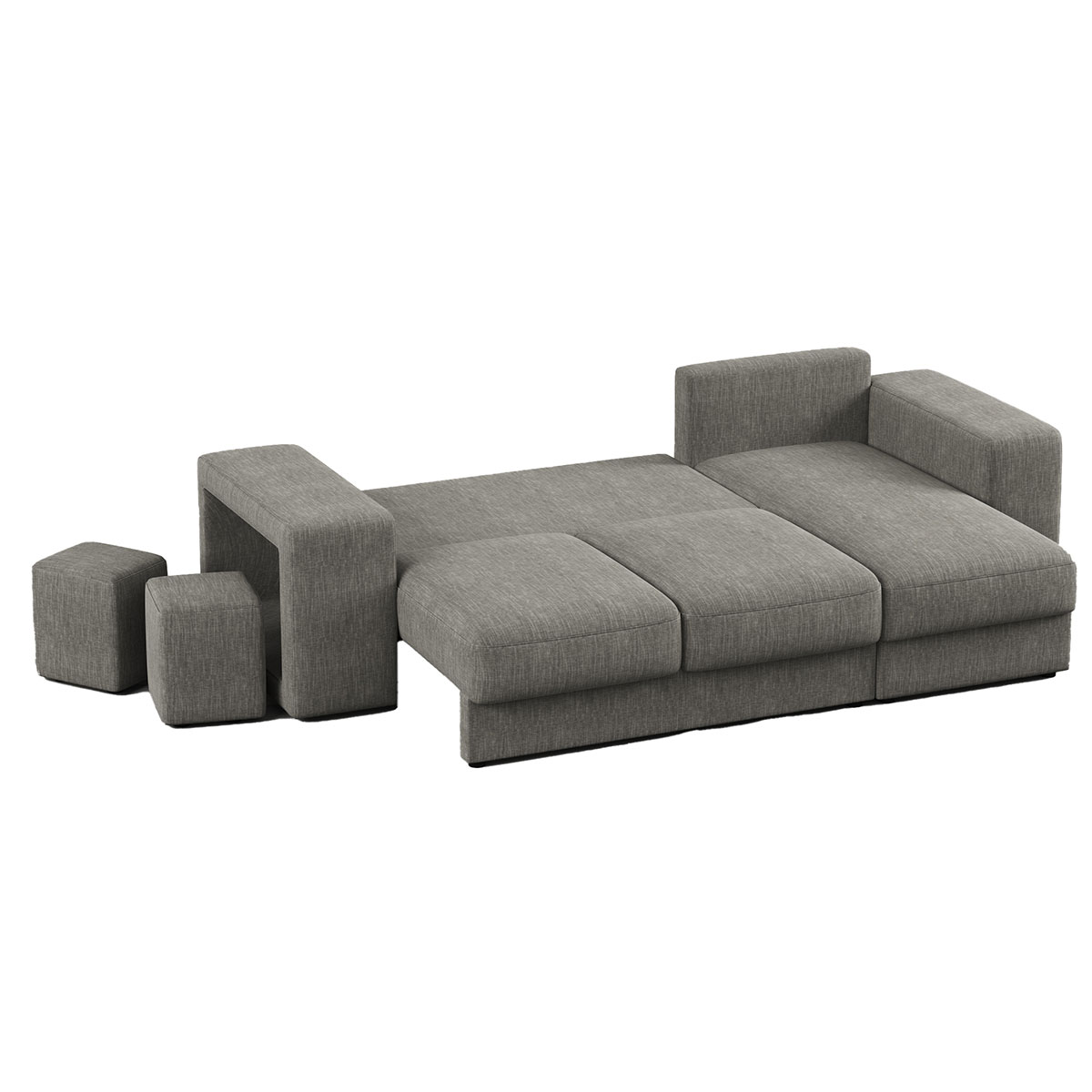 Sof&aacute; cama com chaise longue revers&iacute;vel TRENTO cinza