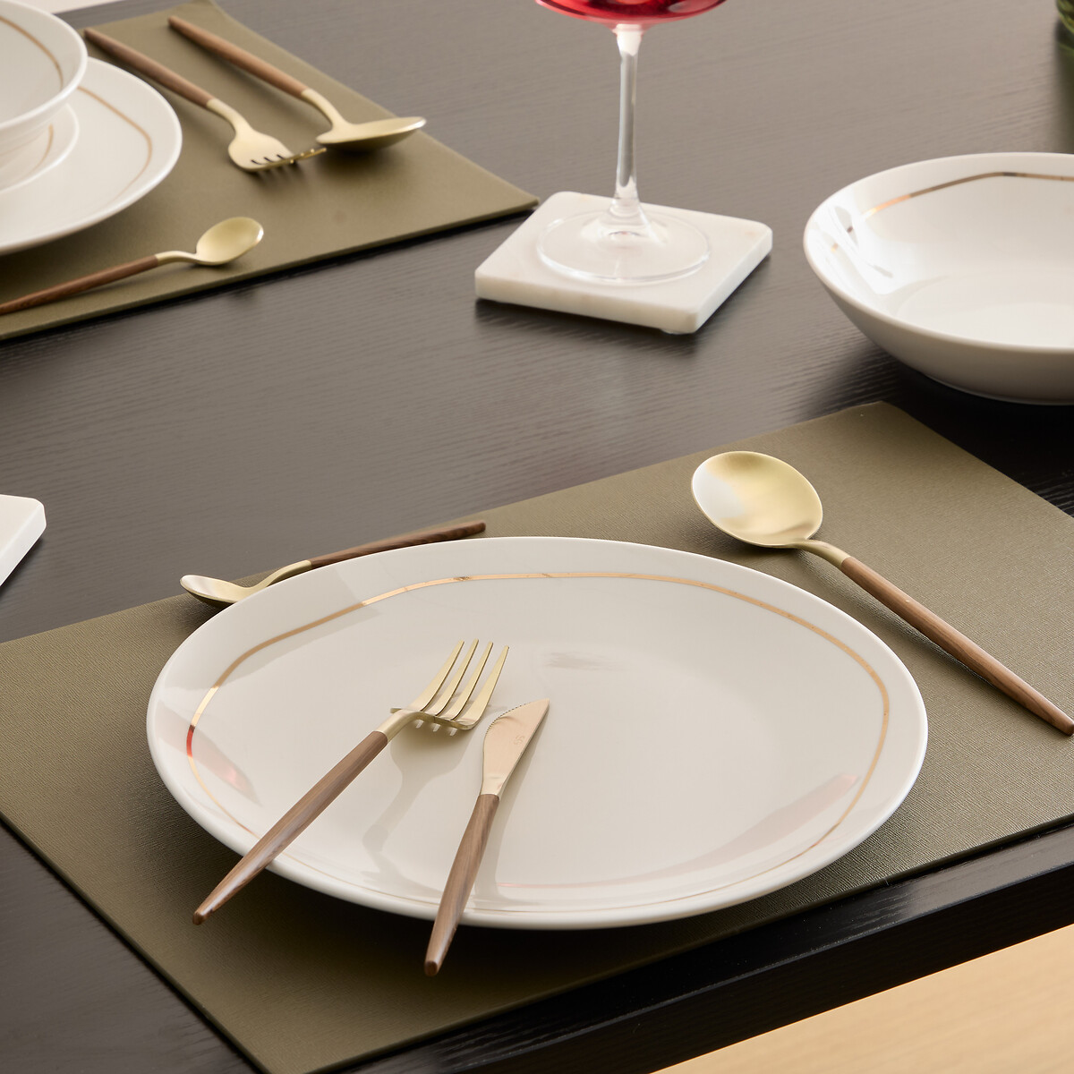 Faqueiro de 24 peças dourado e castanho,  Faqueiro de 24 peças dourado e castanho