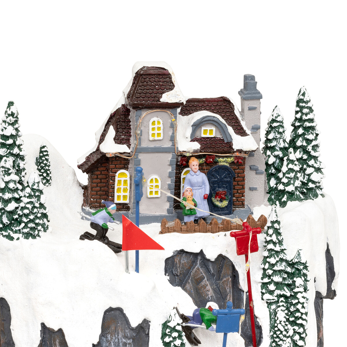 Aldeia estação de ski com luz-música-movimento 52cm