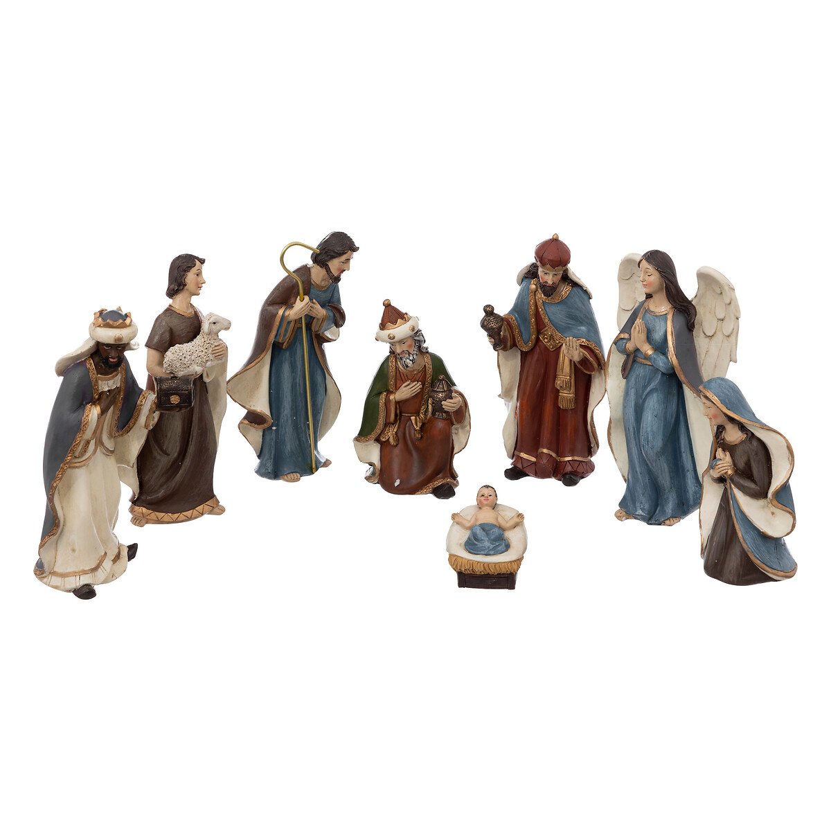 Conjunto de 8 figuras para pres&eacute;pio em resina 16cm