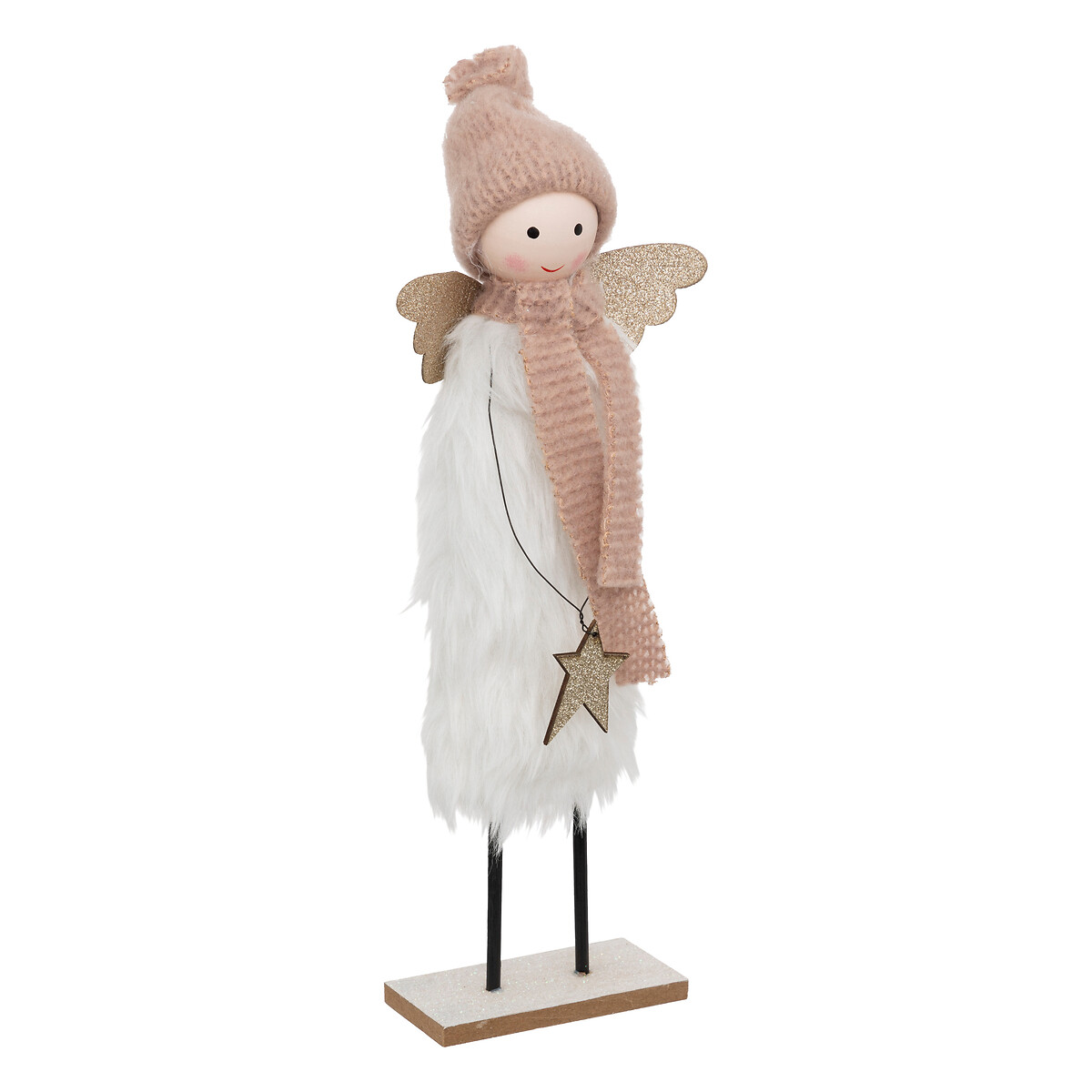 Figura anjo branca e rosa 31cm