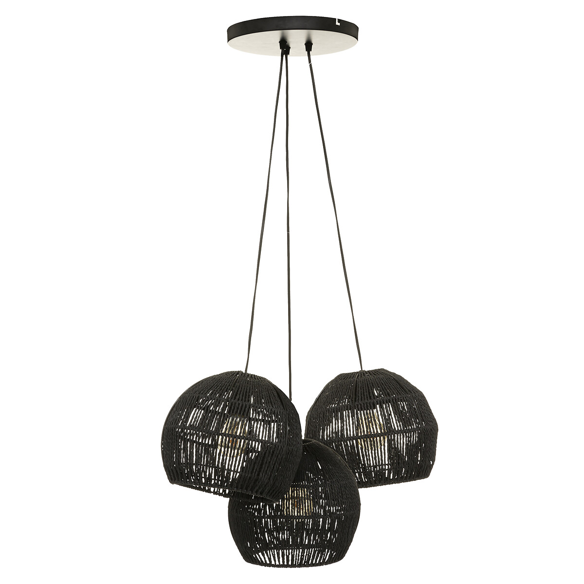 Candeeiro de teto com 3 globos pretos