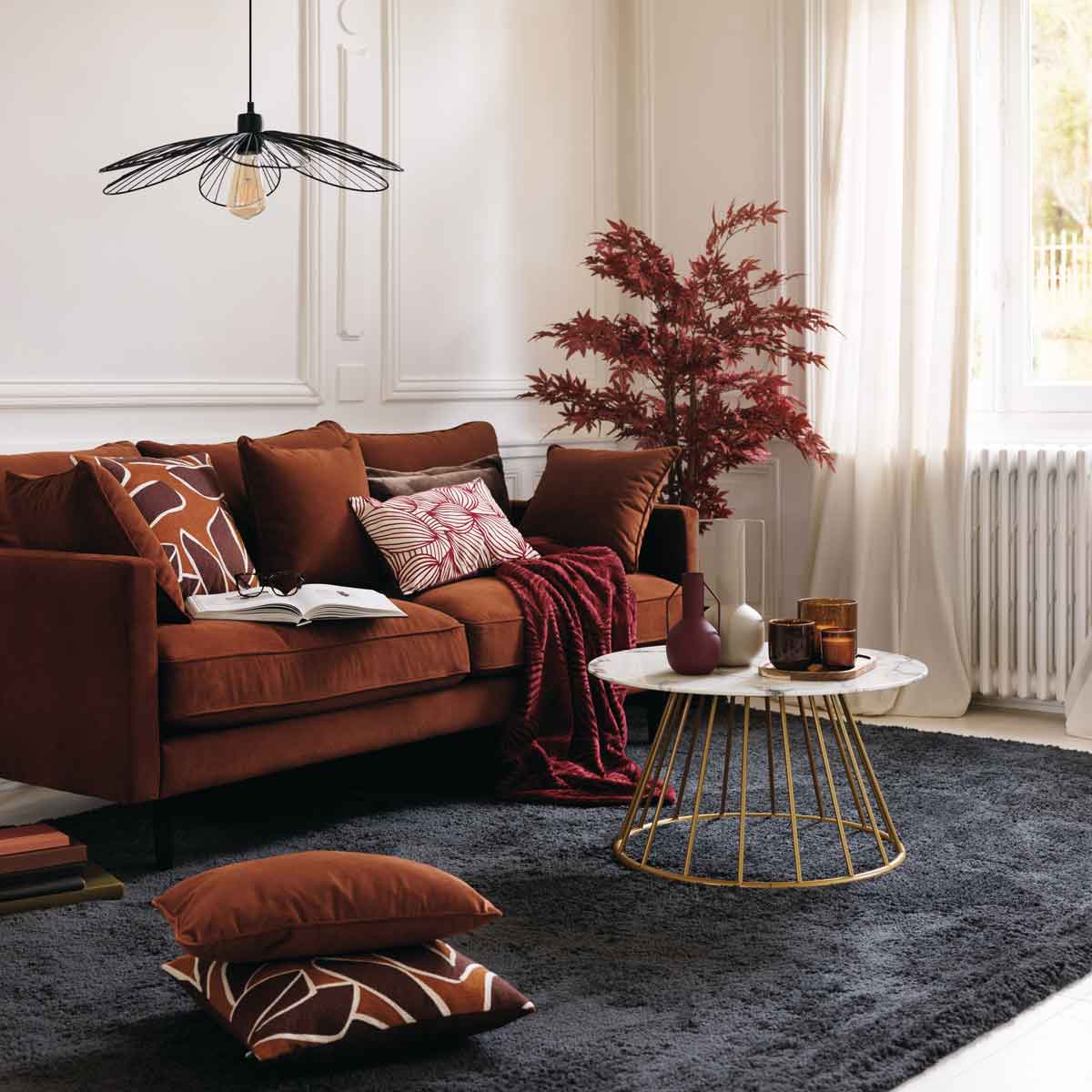 Panta de carvalho artificial vermelho james 150cm