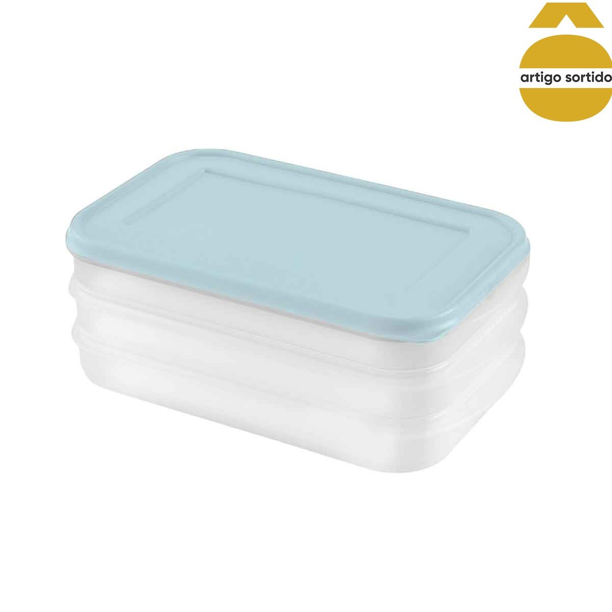 Caixa retangular para charcutaria com 3 divis&oacute;rias