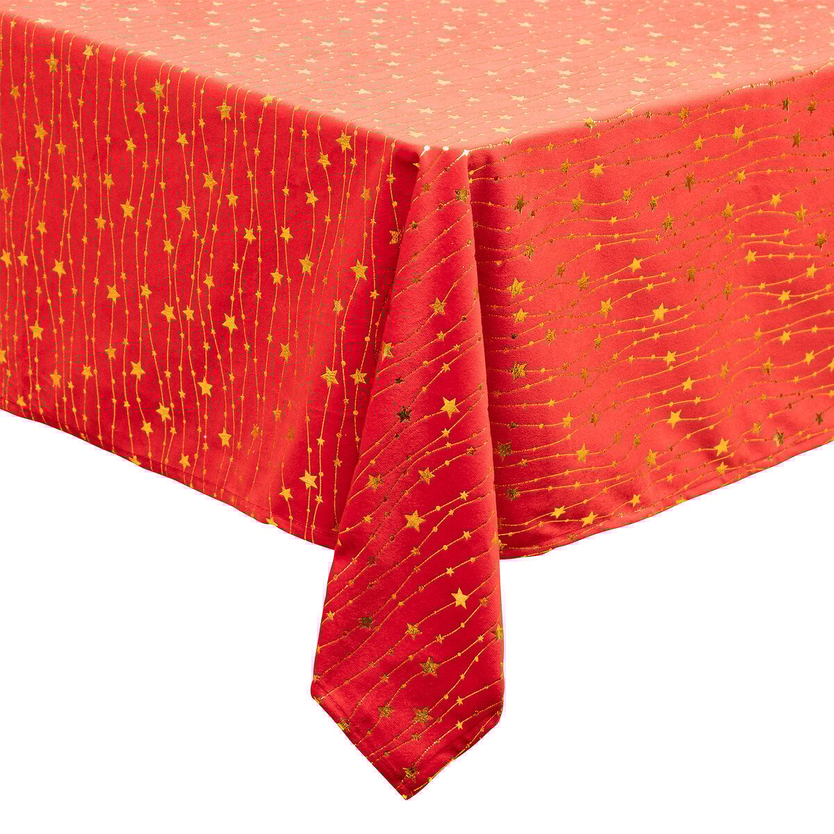Toalha de mesa vermelho em veludo com estrelas 140x360cm