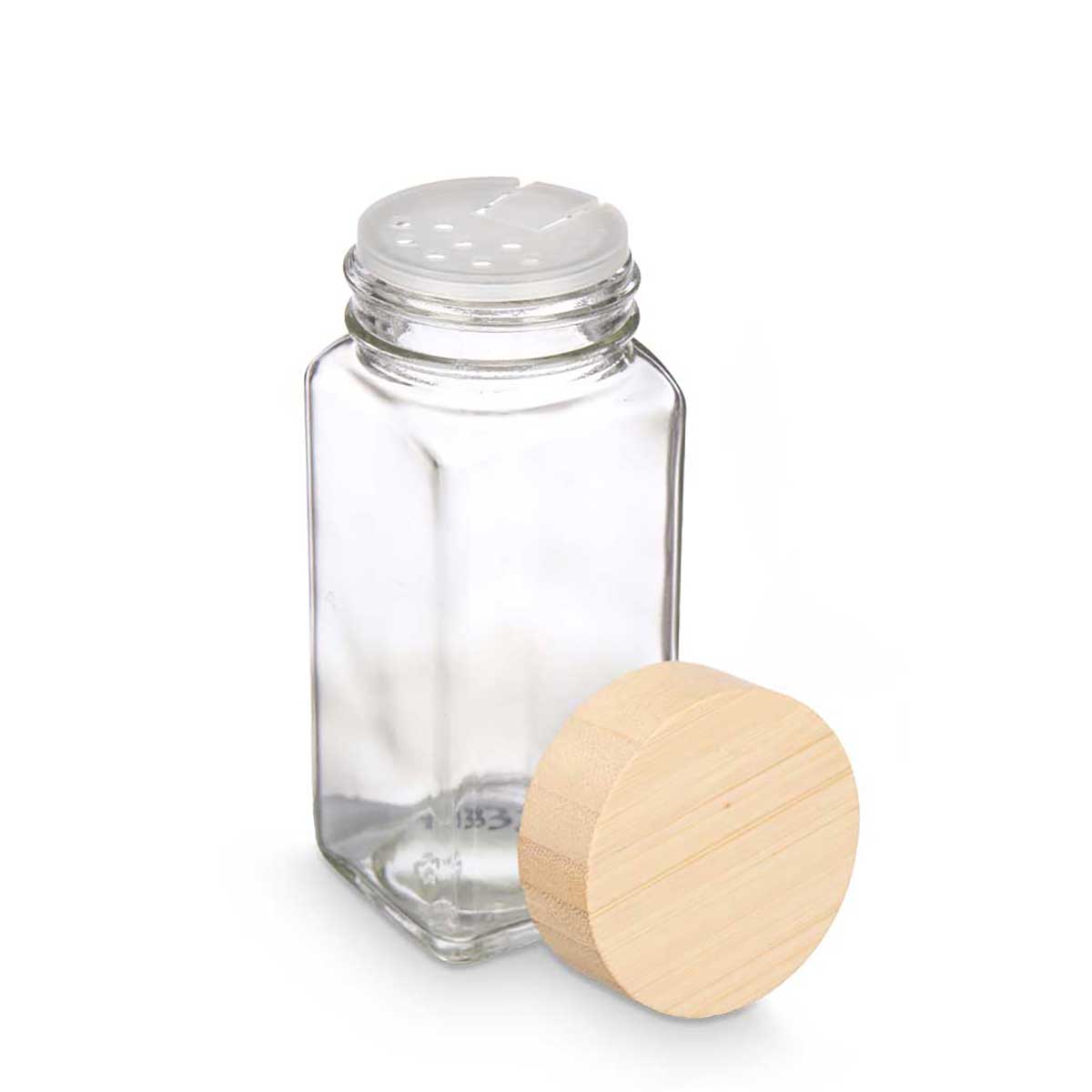 Frasco Para Especiarias Com Tampa Em Bambu