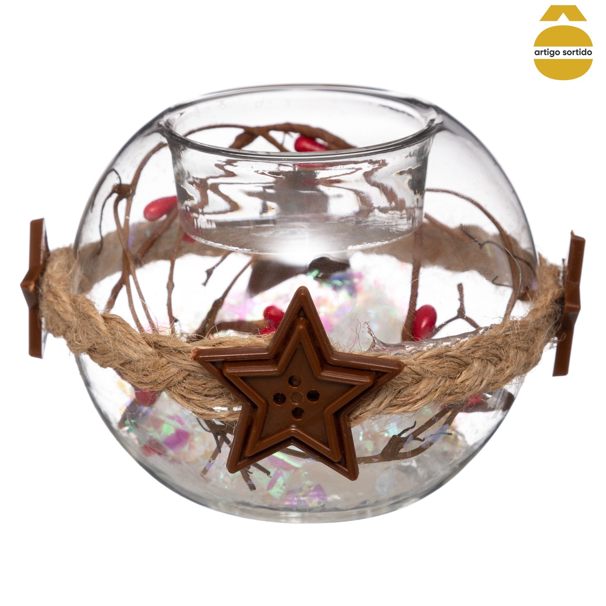 Suporte para vela com decoração natalícia 8cm