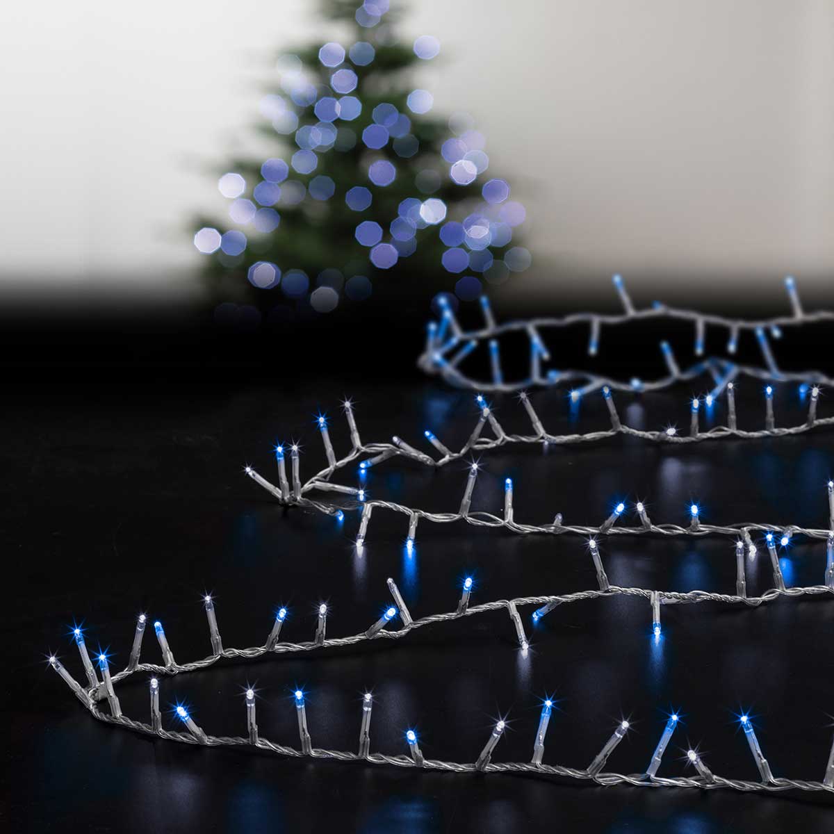 Série luminosa de natal branco frio e azul 500 leds 12,5m