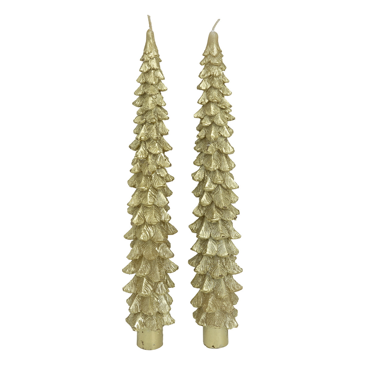 Conjunto de 2 velas &aacute;rvore de natal dourada 25cm