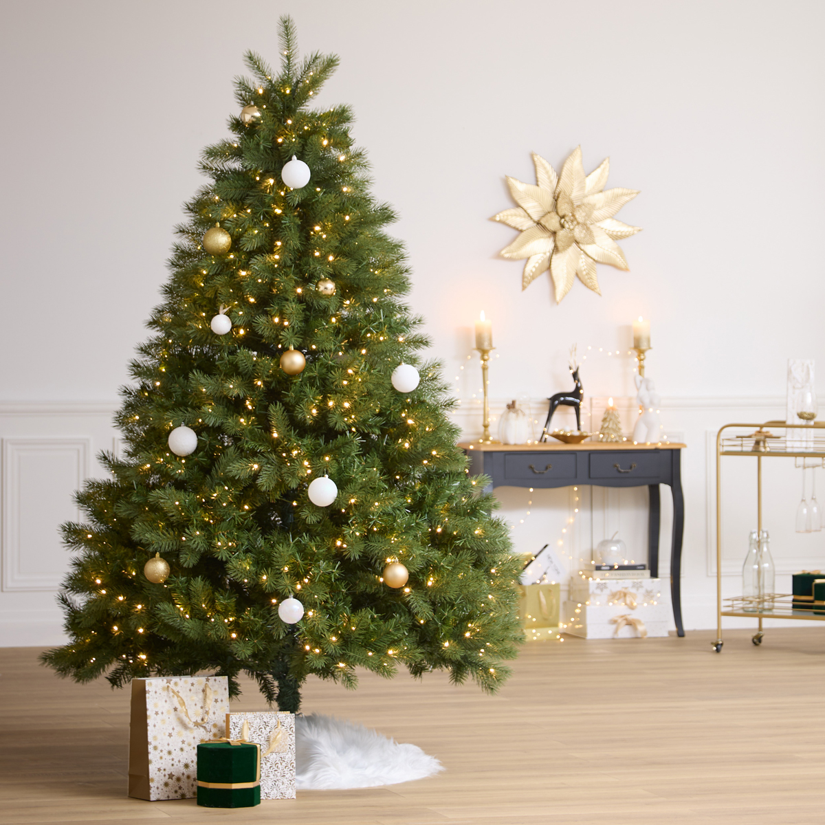 &Aacute;rvore de natal LUMERIA verde 210cm com leds